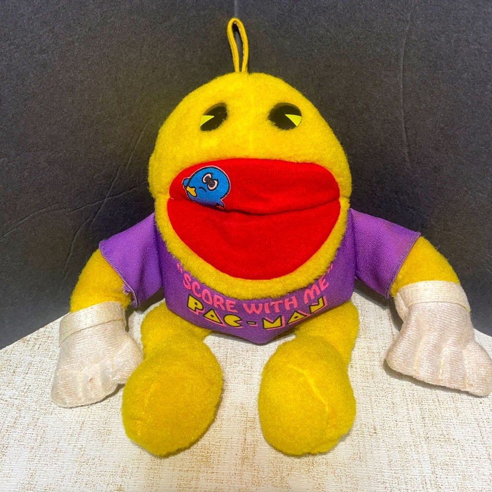 Vintage 1980's PAC-MAN Knickerbocker Plush Beanie "Score with Me" Stuffed Toy